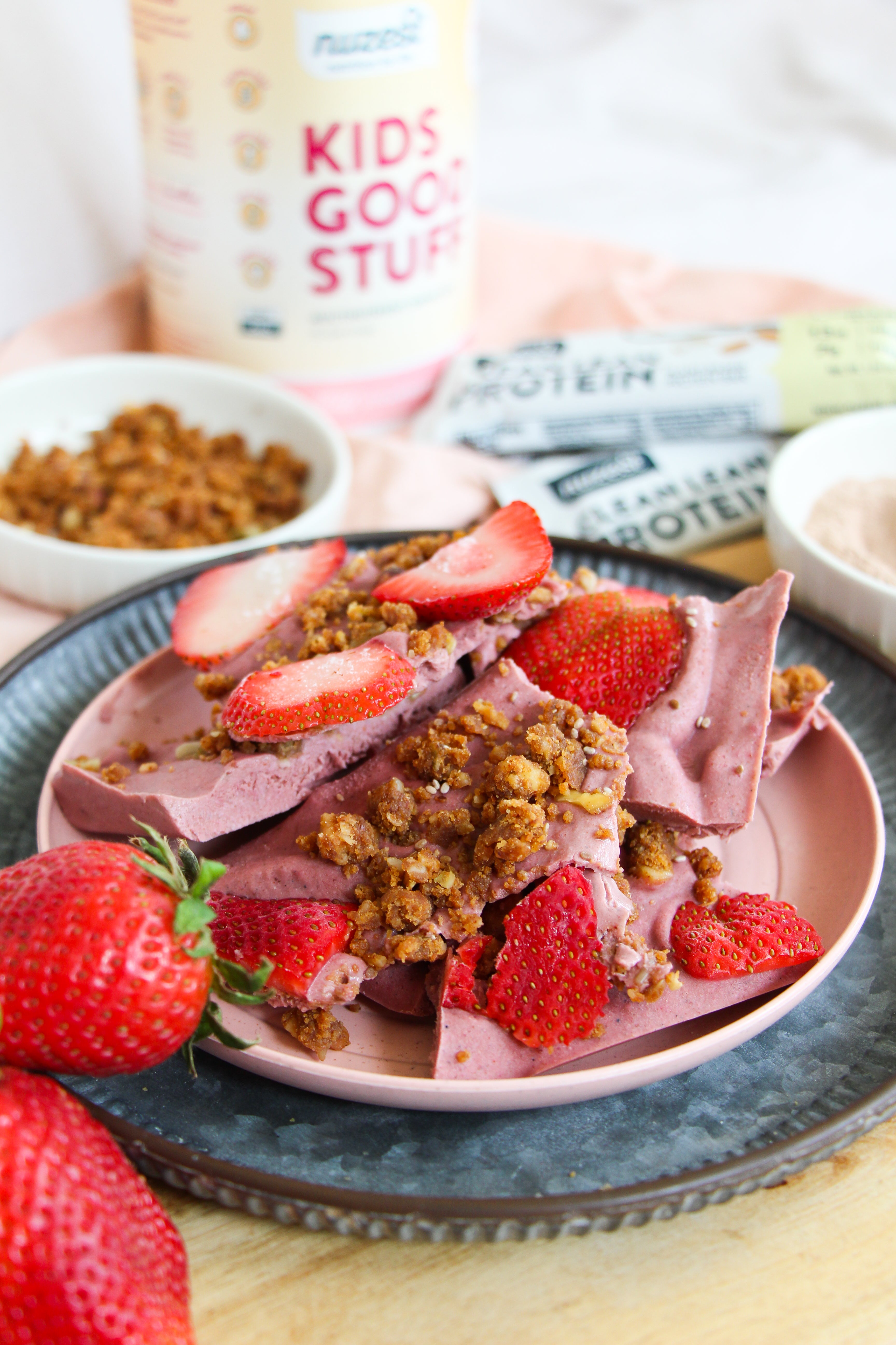 Strawberry "Granola" Yogurt Bark