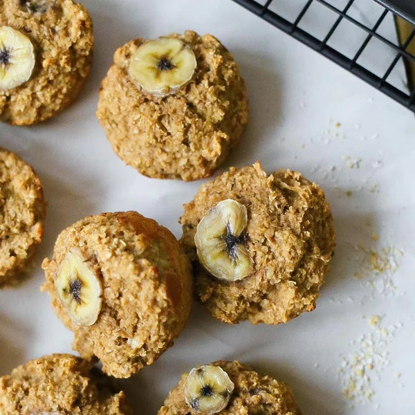 CHEWY OAT BRAN BANANA PROTEIN MUFFINS